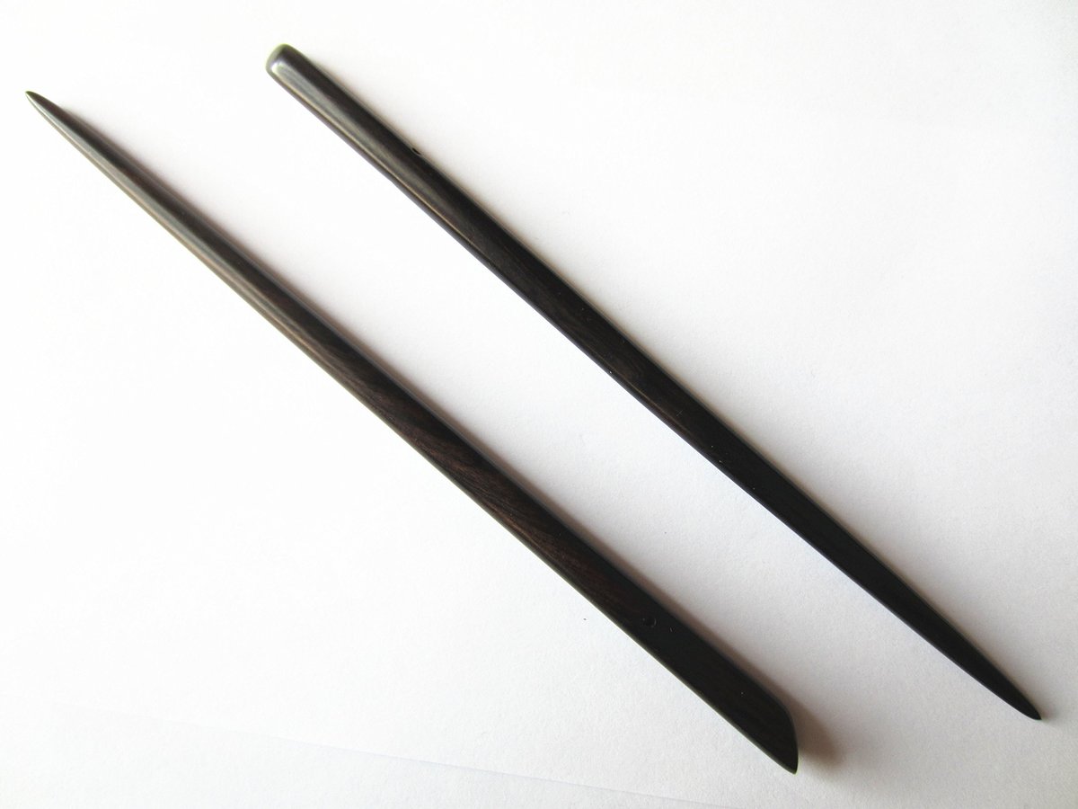 Myhsmooth Natural Ebony (Black Sandalwood) Handmade Carved Hair Sticks – Pack of 2 - görsel 3