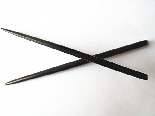 Myhsmooth Natural Ebony (Black Sandalwood) Handmade Carved Hair Sticks – Pack of 2 - görsel 2