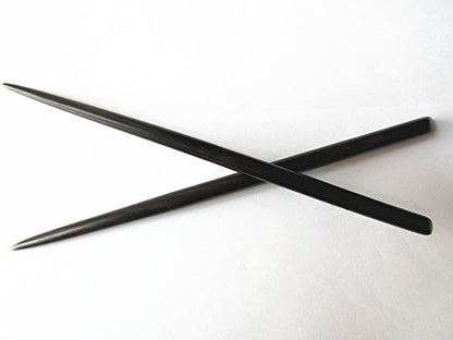 Myhsmooth Natural Ebony (Black Sandalwood) Handmade Carved Hair Sticks – Pack of 2