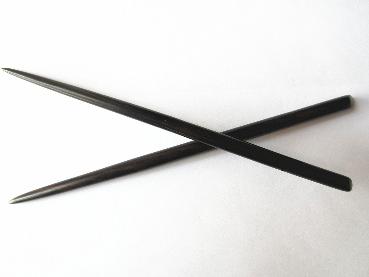Myhsmooth Natural Ebony (Black Sandalwood) Handmade Carved Hair Sticks – Pack of 2 - görsel 1