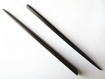 Myhsmooth Natural Ebony (Black Sandalwood) Handmade Carved Hair Sticks – Pack of 2