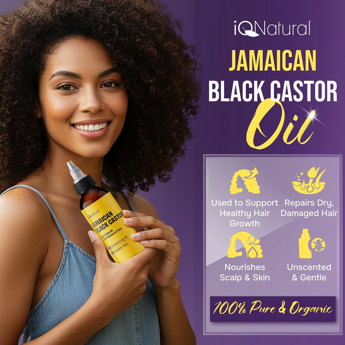 4 oz Organic Cold Pressed Jamaican Black Castor Oil for Hair Growth, Damaged Hair, Dry Scalp – Unscented, Hexane-Free - görsel 3