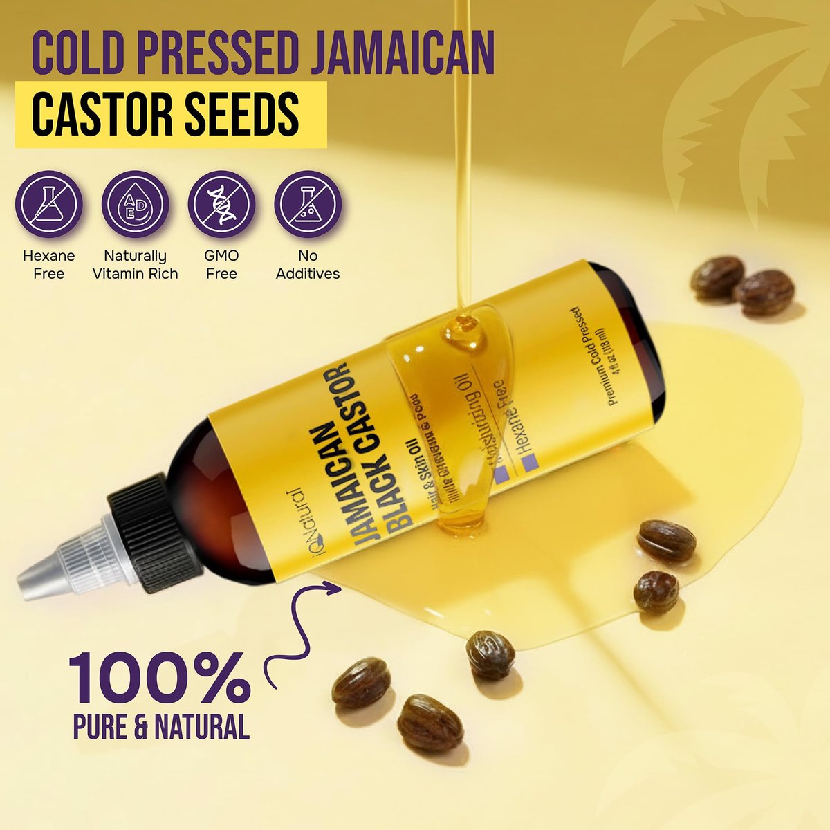 4 oz Organic Cold Pressed Jamaican Black Castor Oil for Hair Growth, Damaged Hair, Dry Scalp – Unscented, Hexane-Free - görsel 5