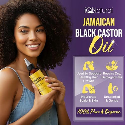 4 oz Organic Cold Pressed Jamaican Black Castor Oil for Hair Growth, Damaged Hair, Dry Scalp – Unscented, Hexane-Free