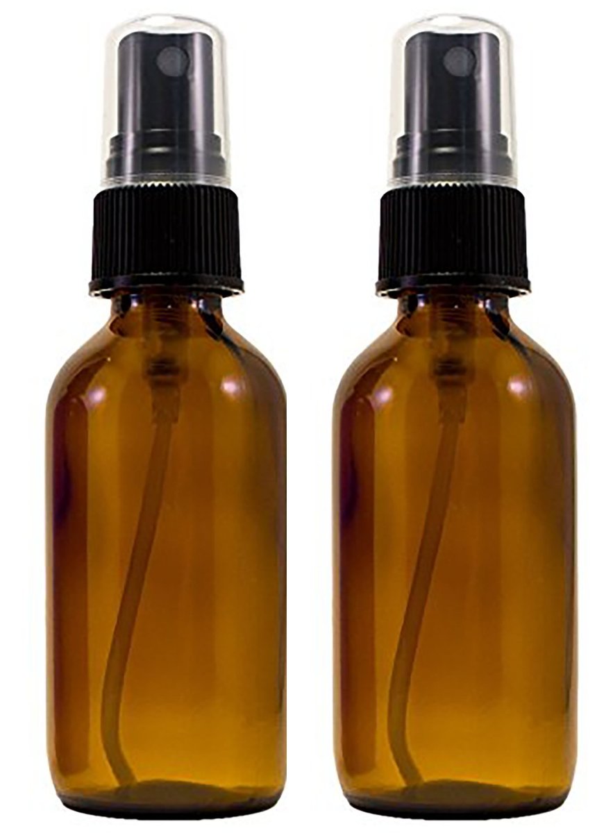 Amber Glass Spray Bottles 2 oz (2 Pack) with Bonus Waterproof Labels and Fine Mist Sprayer - görsel 1