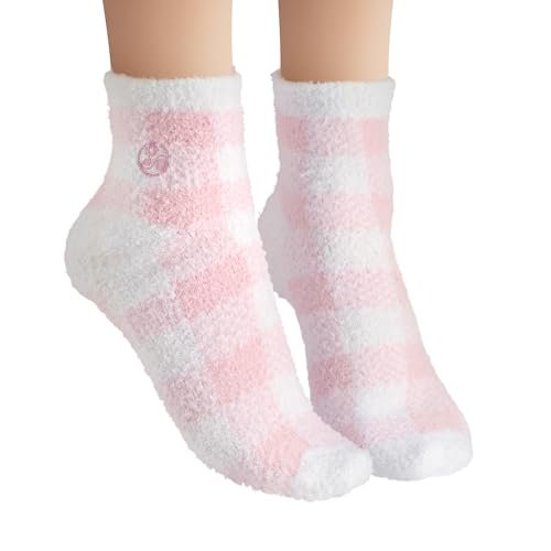 Earth Therapeutics Aloe Socks - Double Pack - Pink Plaid (2 Pairs) | Moisturizing Socks for Dry, Cracked Heels - görsel 8