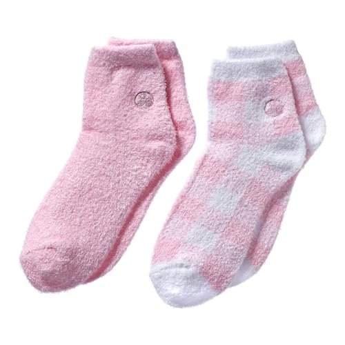 Earth Therapeutics Aloe Socks - Double Pack - Pink Plaid (2 Pairs) | Moisturizing Socks for Dry, Cracked Heels - görsel 4