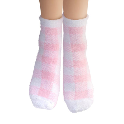 Earth Therapeutics Aloe Socks - Double Pack - Pink Plaid (2 Pairs) | Moisturizing Socks for Dry, Cracked Heels