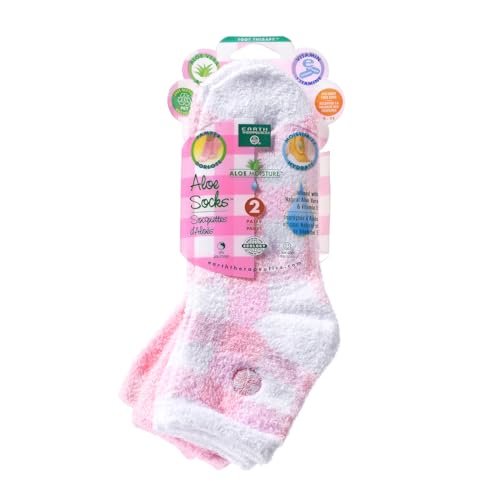 Earth Therapeutics Aloe Socks - Double Pack - Pink Plaid (2 Pairs) | Moisturizing Socks for Dry, Cracked Heels - görsel 2