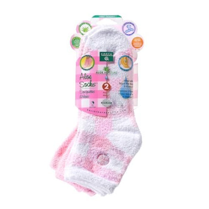 Earth Therapeutics Aloe Socks - Double Pack - Pink Plaid (2 Pairs) | Moisturizing Socks for Dry, Cracked Heels