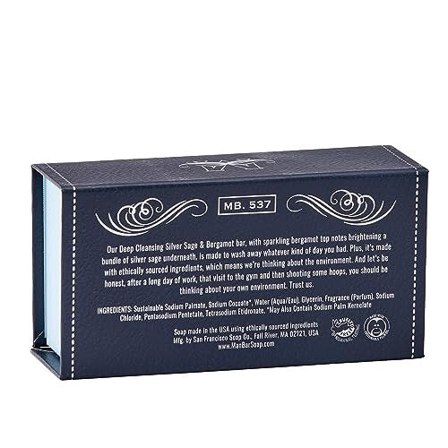 San Francisco Soap Company Silver Sage and Bergamot Men's Bar Soap - Deep Cleansing, No Harmful Chemicals, All Skin Types, Made in USA - görsel 3