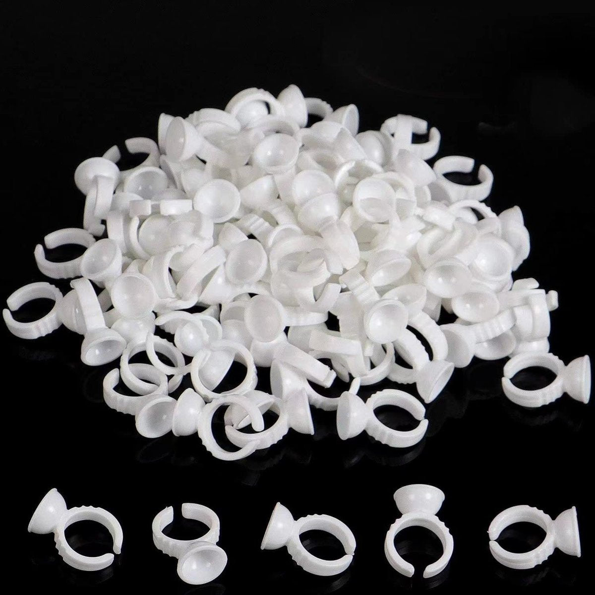 BTArtbox 300-Pack Disposable Tattoo Ink Cups – Plastic Pigment Rings for Tattooing, Eyelash Extensions, Nail Art & Makeup - görsel 2