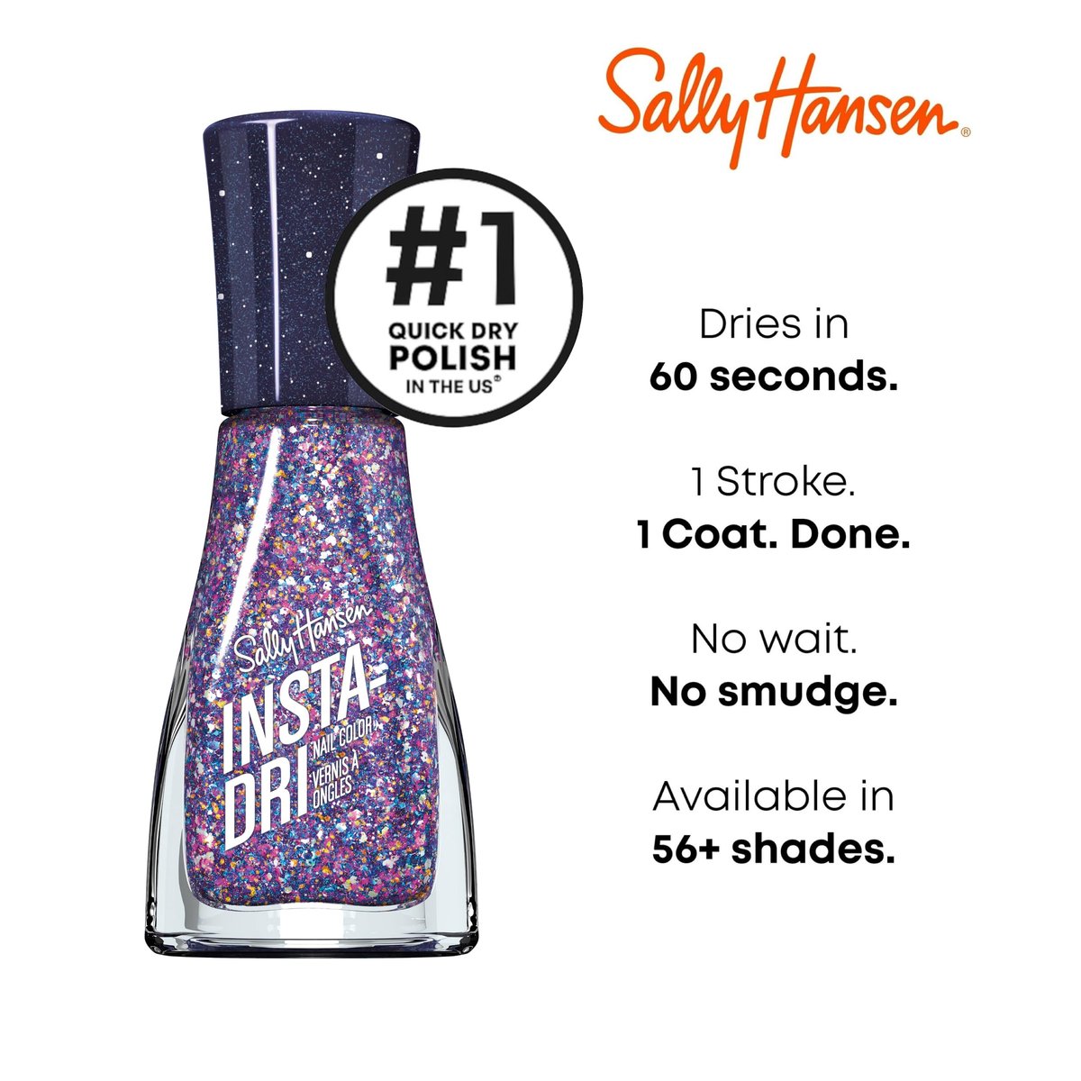 Sally Hansen Insta-Dri Nail Polish - Grape Shifter - Quick Dry, Long Lasting, Streak-Free Shine - Purple Avelisse