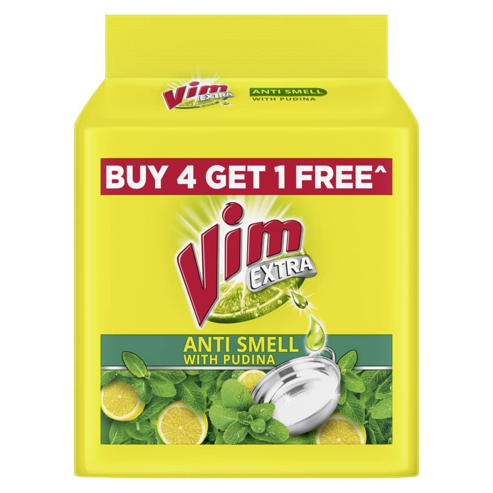 Vim Antismell with Pudina Dishwashing Liquid - Buy 4 Get 1 Free, Pack of 5 (200g Each) - görsel 1