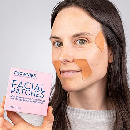 Frownies Facial Patches for Corners of Eyes & Mouth – Non-Comedogenic Anti-Wrinkle Patches to Smooth Smile Lines, Crow's Feet & Nasolabial Folds – Overnight Use – 144 Patches Avelisse