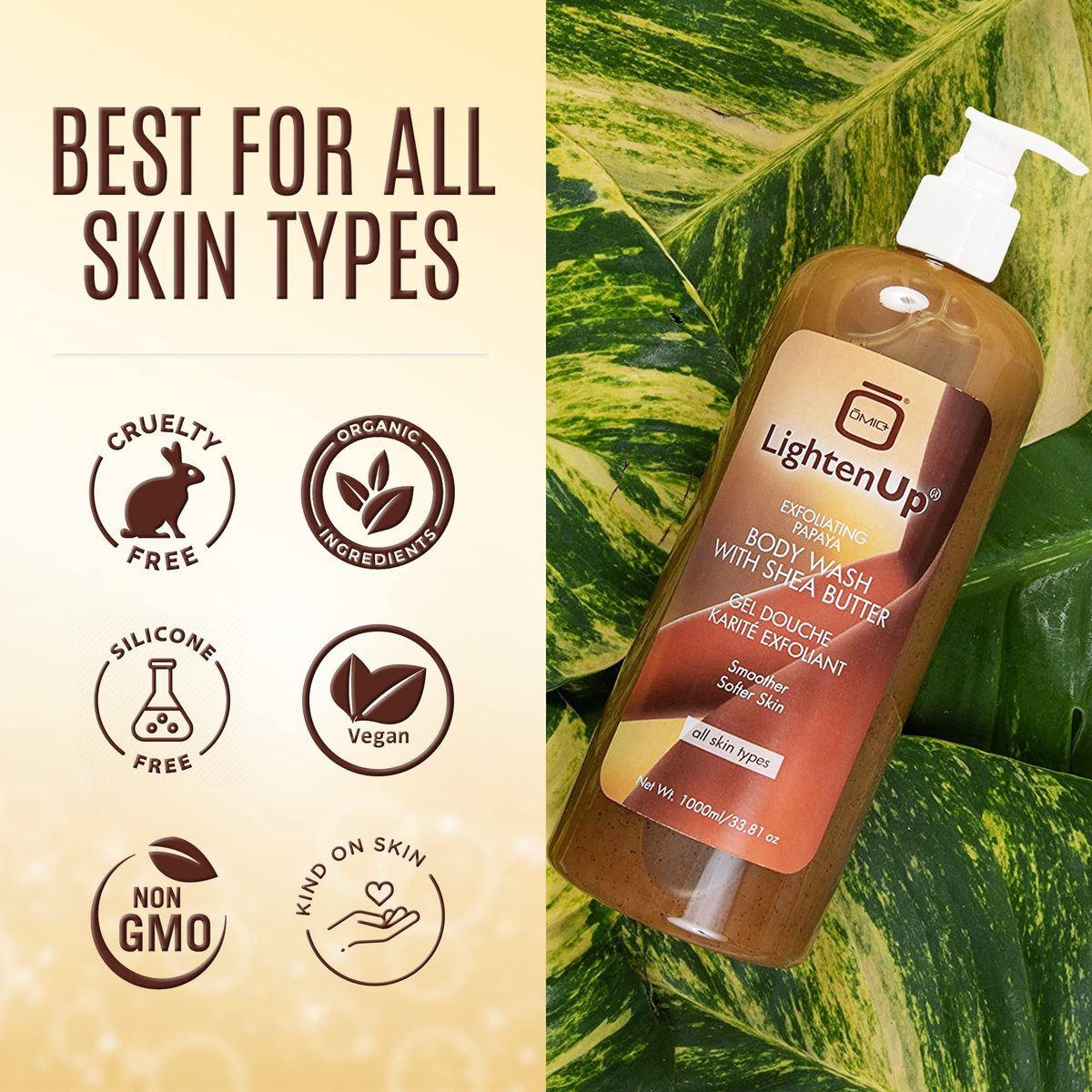 LightenUp Lighten-Up Exfoliating Body Wash with Shea Butter & Papaya - 33.8 Fl Oz Avelisse
