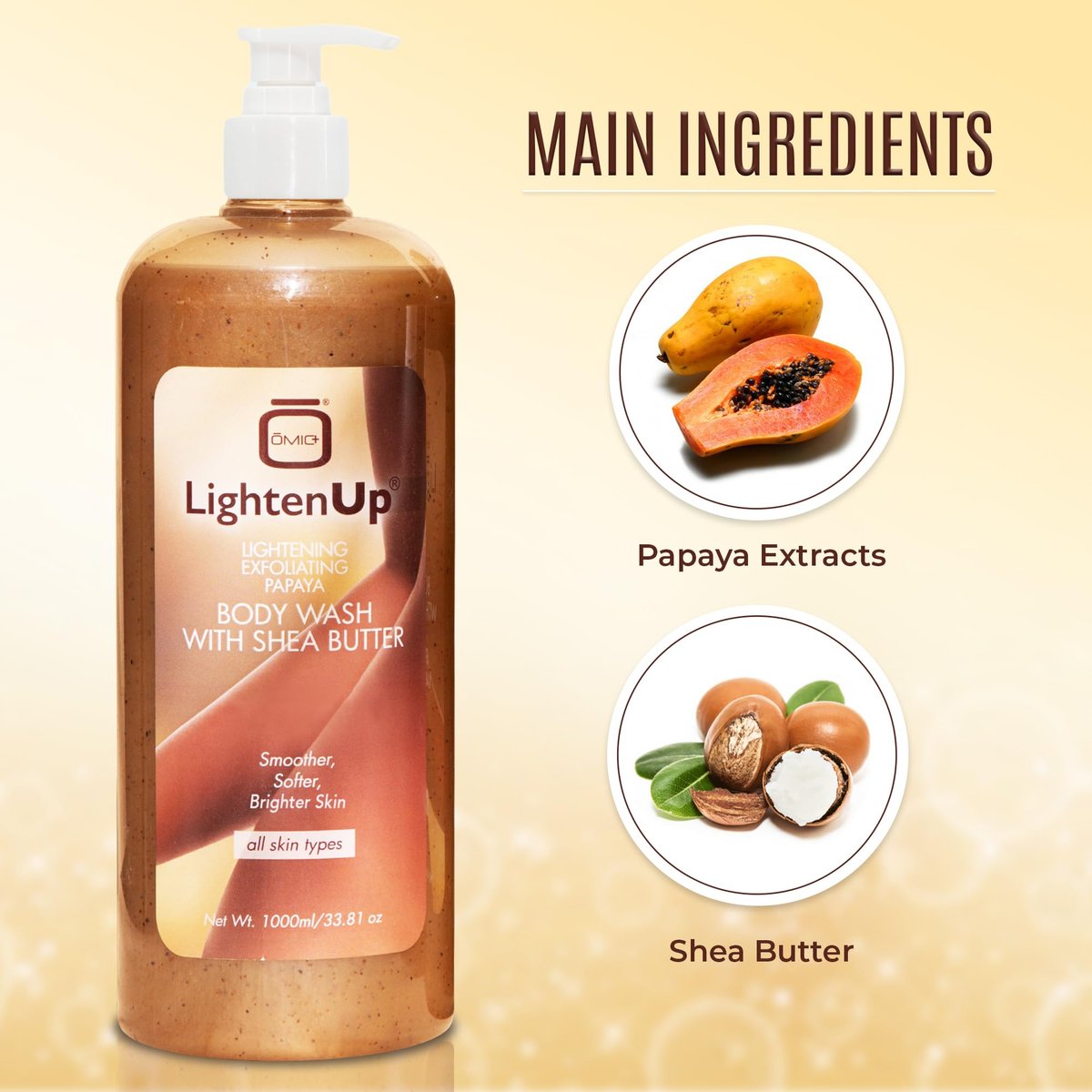 LightenUp Lighten-Up Exfoliating Body Wash with Shea Butter & Papaya - 33.8 Fl Oz Avelisse