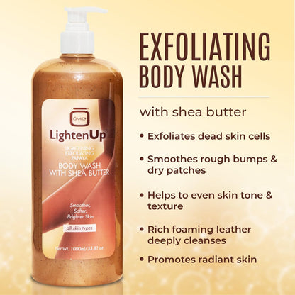 LightenUp Lighten-Up Exfoliating Body Wash with Shea Butter & Papaya - 33.8 Fl Oz Avelisse