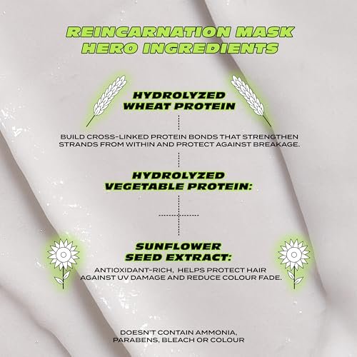 Bleach London Reincarnation Mask: Bond-Restoring Protein Hair Treatment for Dry Damaged Hair - Vegan & PETA-Approved (200ml / 6.8oz) - görsel 7