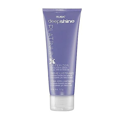 RUSK Deepshine PlatinumX Violet Lusterizer - Color Enhancing Styling Cream for Bleached Hair - Frizz Control & Shine (4 oz) Avelisse