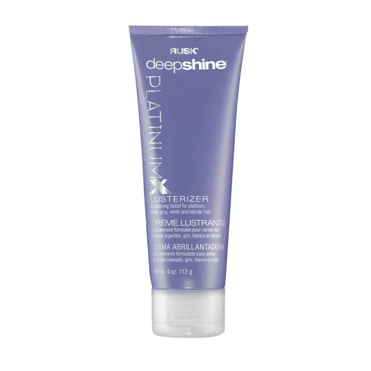 RUSK Deepshine PlatinumX Violet Lusterizer - Color Enhancing Styling Cream for Bleached Hair - Frizz Control & Shine (4 oz) Avelisse