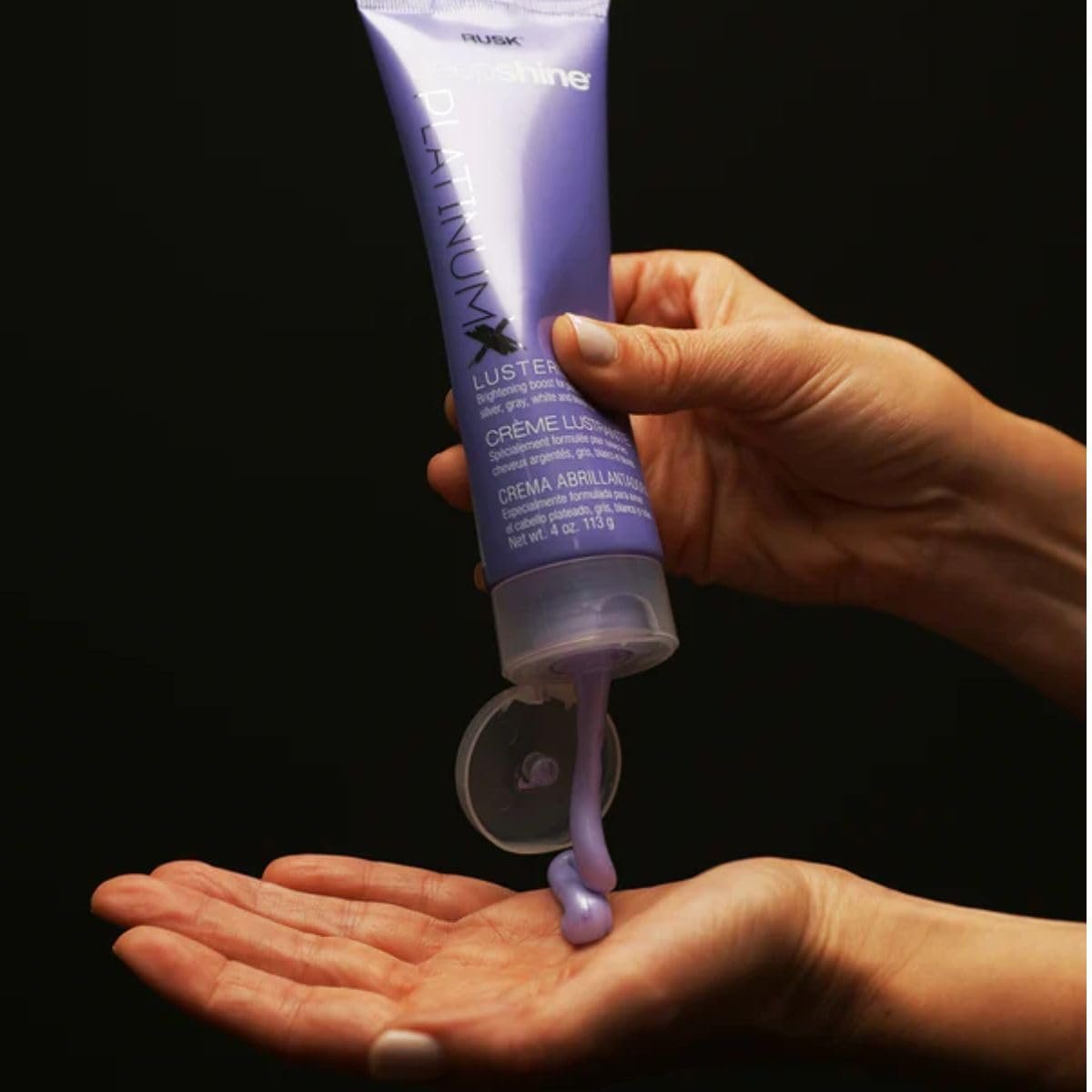 RUSK Deepshine PlatinumX Violet Lusterizer - Color Enhancing Styling Cream for Bleached Hair - Frizz Control & Shine (4 oz) Avelisse