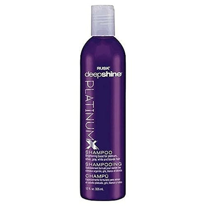 RUSK Deepshine PlatinumX Shampoo - Gentle Cleansing Brightening Color Boost for Platinum, Silver, Gray, White, and Blonde Hair (12 oz) Avelisse