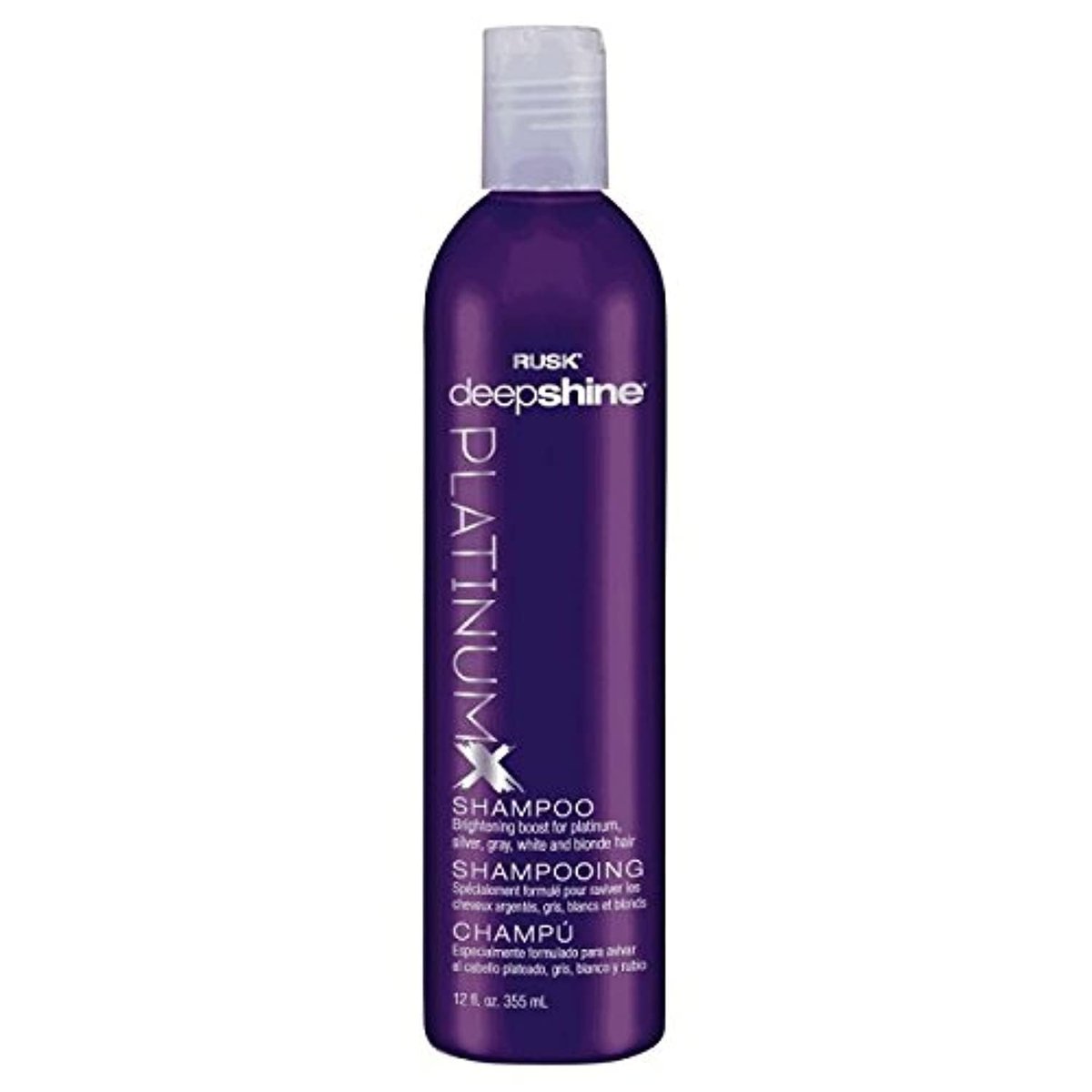 RUSK Deepshine PlatinumX Shampoo - Gentle Cleansing Brightening Color Boost for Platinum, Silver, Gray, White, and Blonde Hair (12 oz) Avelisse