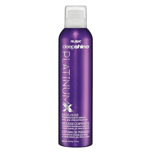 RUSK Deepshine PlatinumX Mousse - Lightweight, Alcohol-Free Volumizing Mousse for Platinum, Blonde, Gray & Silver Hair, 8.8 oz Avelisse