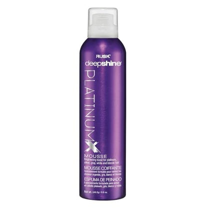RUSK Deepshine PlatinumX Mousse - Lightweight, Alcohol-Free Volumizing Mousse for Platinum, Blonde, Gray & Silver Hair, 8.8 oz Avelisse