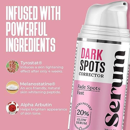 Dark Spot Corrector & Remover for Face - Stubborn Dark Spots Serum with Kojic Acid, Alpha Arbutin, Mulberry Extract - Brightening Discoloration Correcting Serum (1 Fl Oz) Avelisse