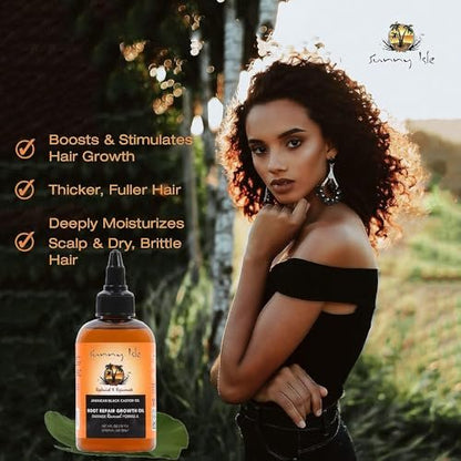 Sunny Isle Jamaican Black Castor Oil Root Repair Growth Oil - Nourishes Hair, Strengthens, Prevents Hair Loss - 4 oz