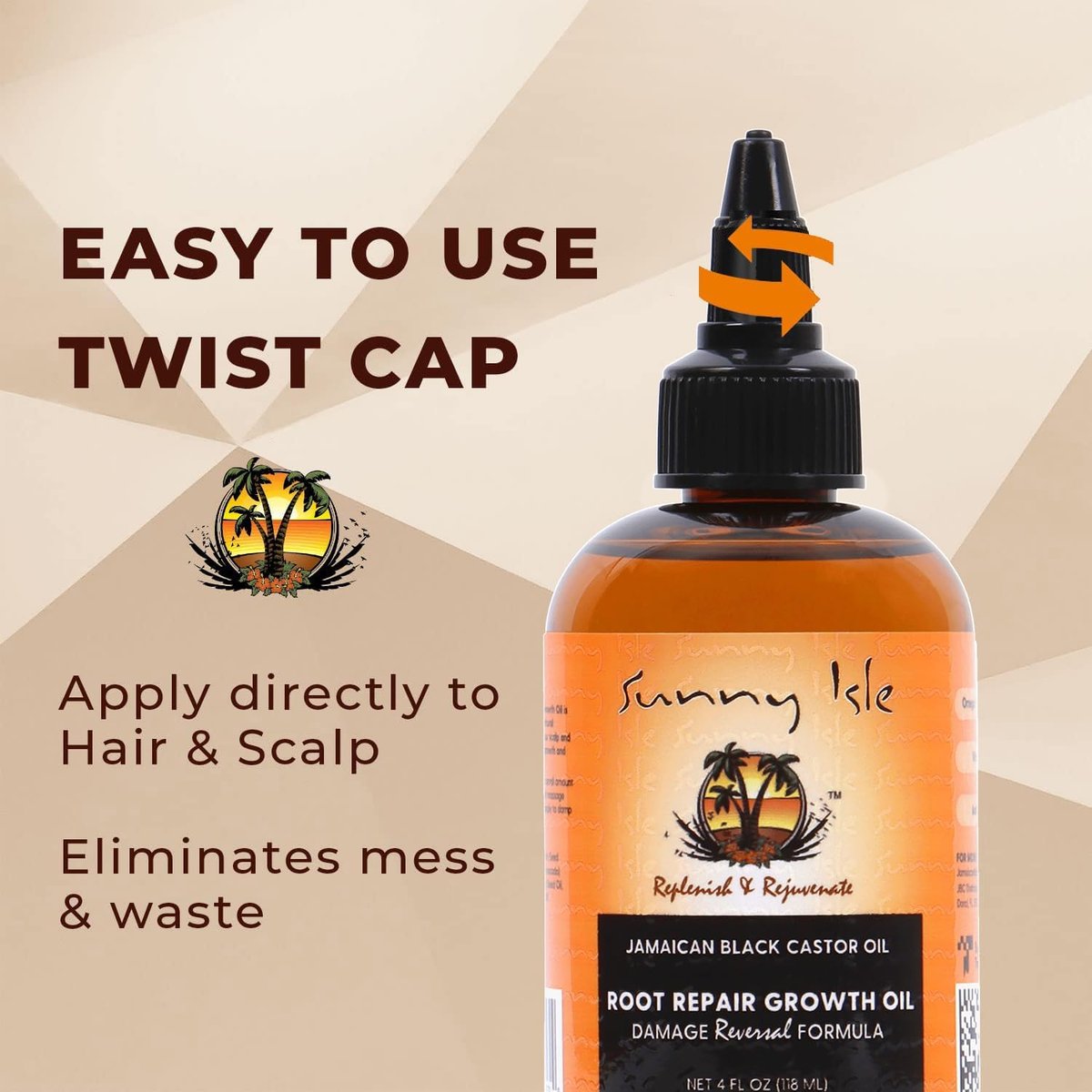 Sunny Isle Jamaican Black Castor Oil Root Repair Growth Oil - Nourishes Hair, Strengthens, Prevents Hair Loss - 4 oz - görsel 8
