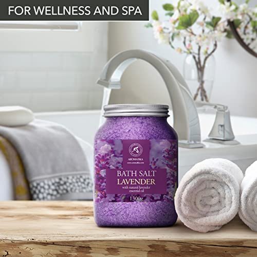 AROMATIKA Sea Salt Lavender Bath Salts with Natural Lavender Essential Oil - 46 Oz (1300g) - Lavender Bath Salts for Relaxation, Stress Relief, and Better Sleep Avelisse
