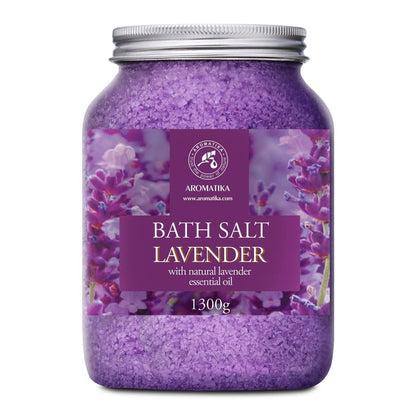 AROMATIKA Sea Salt Lavender Bath Salts with Natural Lavender Essential Oil - 46 Oz (1300g) - Lavender Bath Salts for Relaxation, Stress Relief, and Better Sleep Avelisse