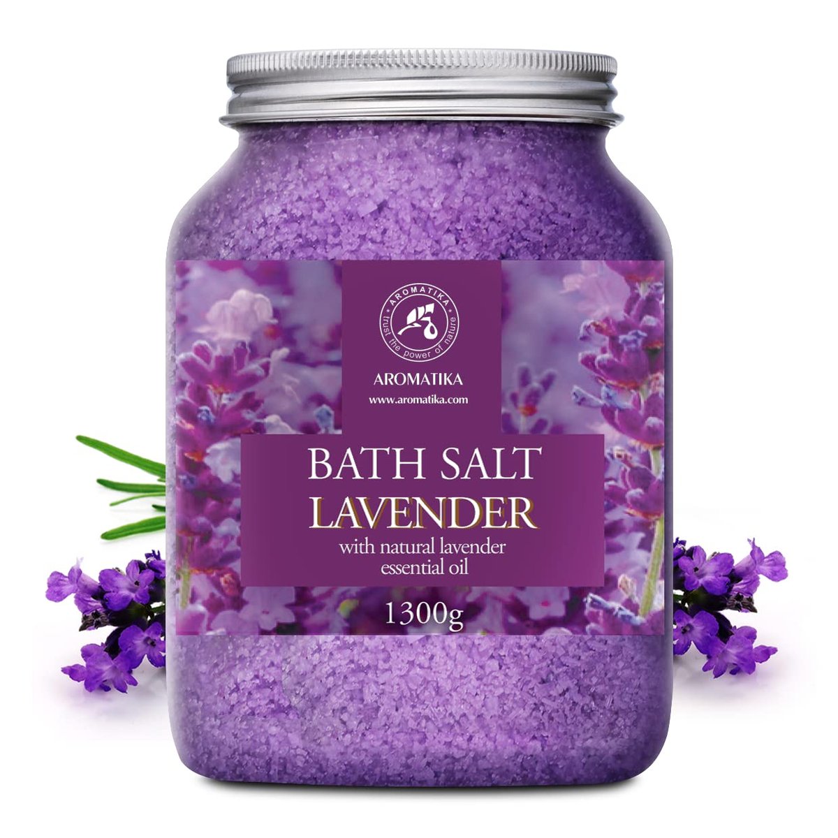 AROMATIKA Sea Salt Lavender Bath Salts with Natural Lavender Essential Oil - 46 Oz (1300g) - Lavender Bath Salts for Relaxation, Stress Relief, and Better Sleep Avelisse