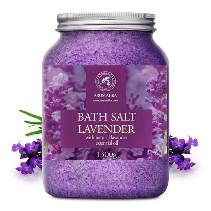 AROMATIKA Sea Salt Lavender Bath Salts with Natural Lavender Essential Oil - 46 Oz (1300g) - Lavender Bath Salts for Relaxation, Stress Relief, and Better Sleep Avelisse