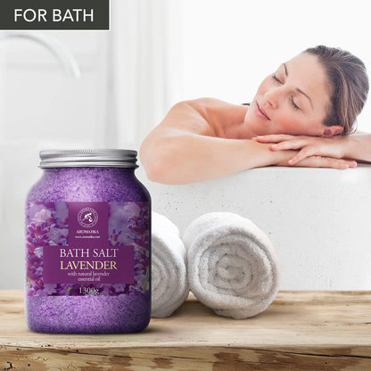 AROMATIKA Sea Salt Lavender Bath Salts with Natural Lavender Essential Oil - 46 Oz (1300g) - Lavender Bath Salts for Relaxation, Stress Relief, and Better Sleep Avelisse