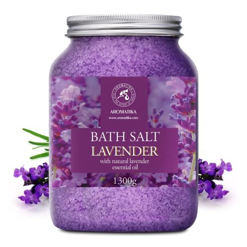 AROMATIKA Sea Salt Lavender Bath Salts with Natural Lavender Essential Oil - 46 Oz (1300g) - Lavender Bath Salts for Relaxation, Stress Relief, and Better Sleep Avelisse