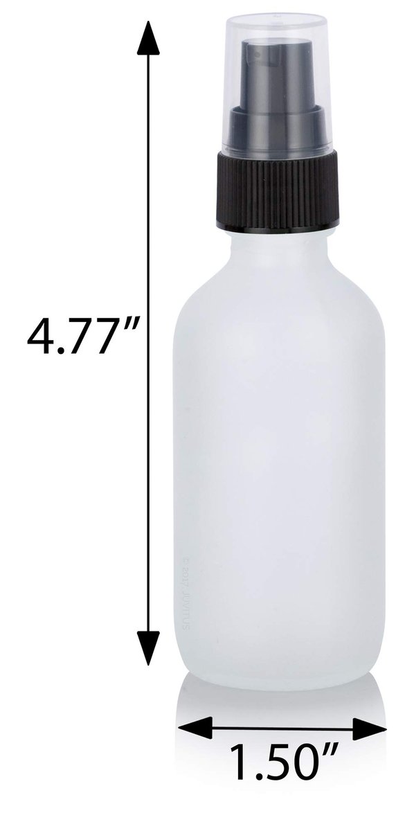 JUVITUS 2 oz Frosted Clear Glass Boston Round Bottles with Black Treatment Pump (24 Pack) + Funnel - Refillable Empty Storage Containers - görsel 3