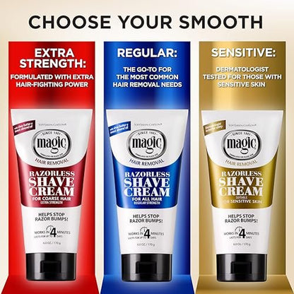 SoftSheen-Carson Magic Razorless Shaving Cream, Depilatory Hair Removal Cream for Coarse, Curly Hair, Works in 4 Minutes, 6 oz (Pack of 2)