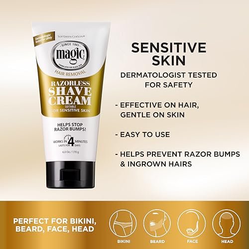 SoftSheen-Carson Magic Razorless Shaving Cream, Depilatory Hair Removal Cream for Coarse, Curly Hair, Works in 4 Minutes, 6 oz (Pack of 2) - görsel 4