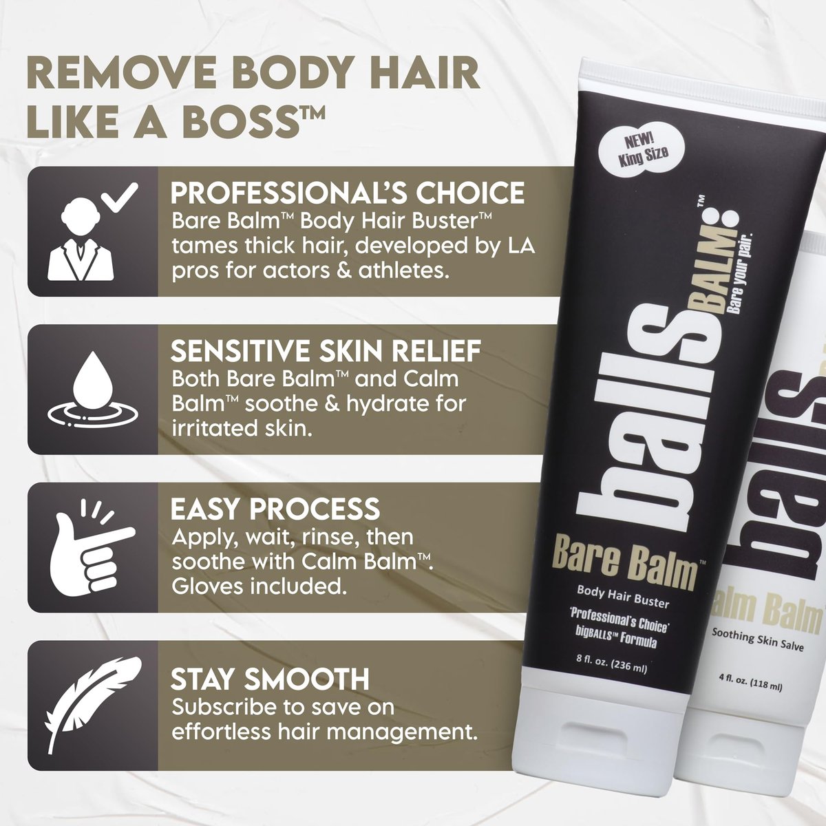 Bare Balm - Body Hair Management Cream (Professional's Choice || Big Balls Formula) Avelisse