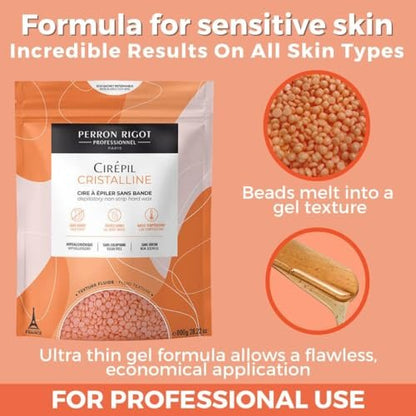 Cirepil Cristalline Hard Wax Beads - 800g / 28.22 oz - Unscented, Rosin-Free, Low-Temp Stripless Hair Removal for Sensitive Skin Avelisse