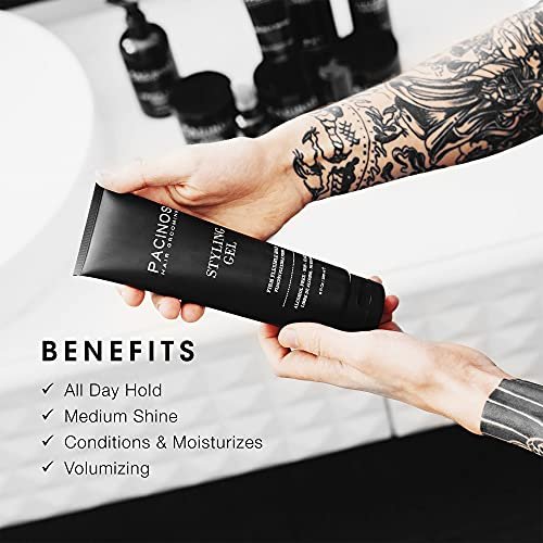 Pacinos Styling Gel - Medium Shine All Day Hold, Conditions and Moisturizes Hair while Adding Volume and Texture, No Dry Flakes or Residue, All Hair Types, 8 fl. Oz - görsel 4