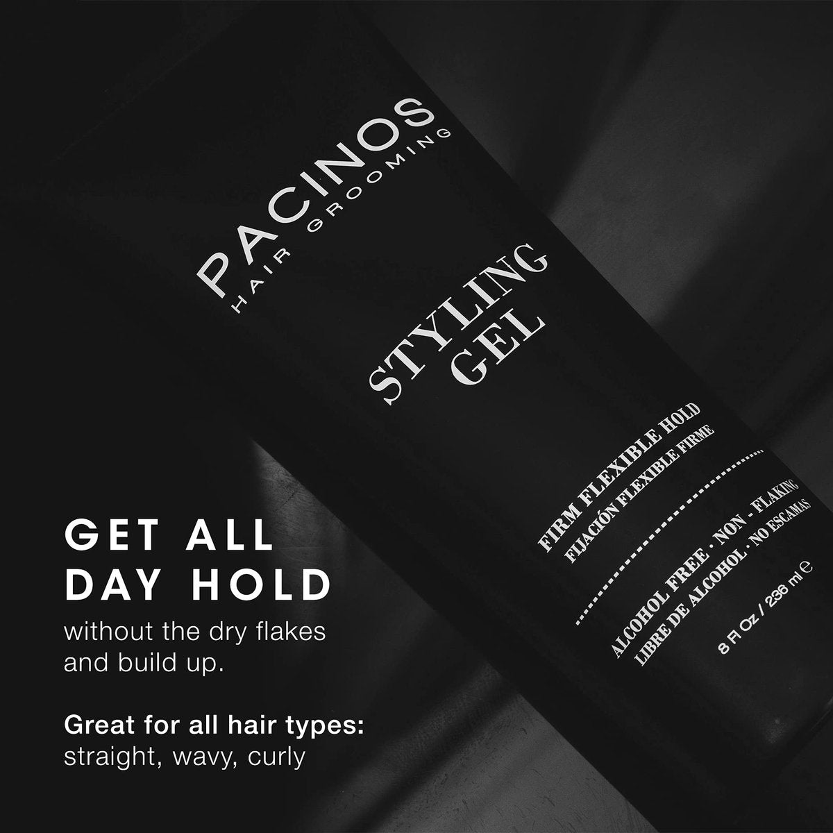 Pacinos Styling Gel - Medium Shine All Day Hold, Conditions and Moisturizes Hair while Adding Volume and Texture, No Dry Flakes or Residue, All Hair Types, 8 fl. Oz - görsel 5