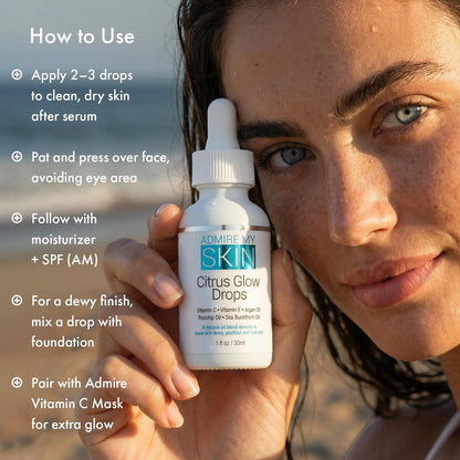 Admire My Skin Vitamin C Gua Sha Oil for Face - Organic Facial Oil with Argan & Rosehip Oils for Glowing, Dewy Skin - 1 oz Avelisse