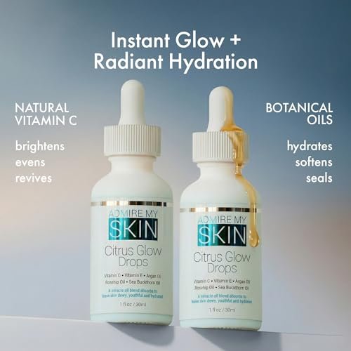 Admire My Skin Vitamin C Gua Sha Oil for Face - Organic Facial Oil with Argan & Rosehip Oils for Glowing, Dewy Skin - 1 oz Avelisse