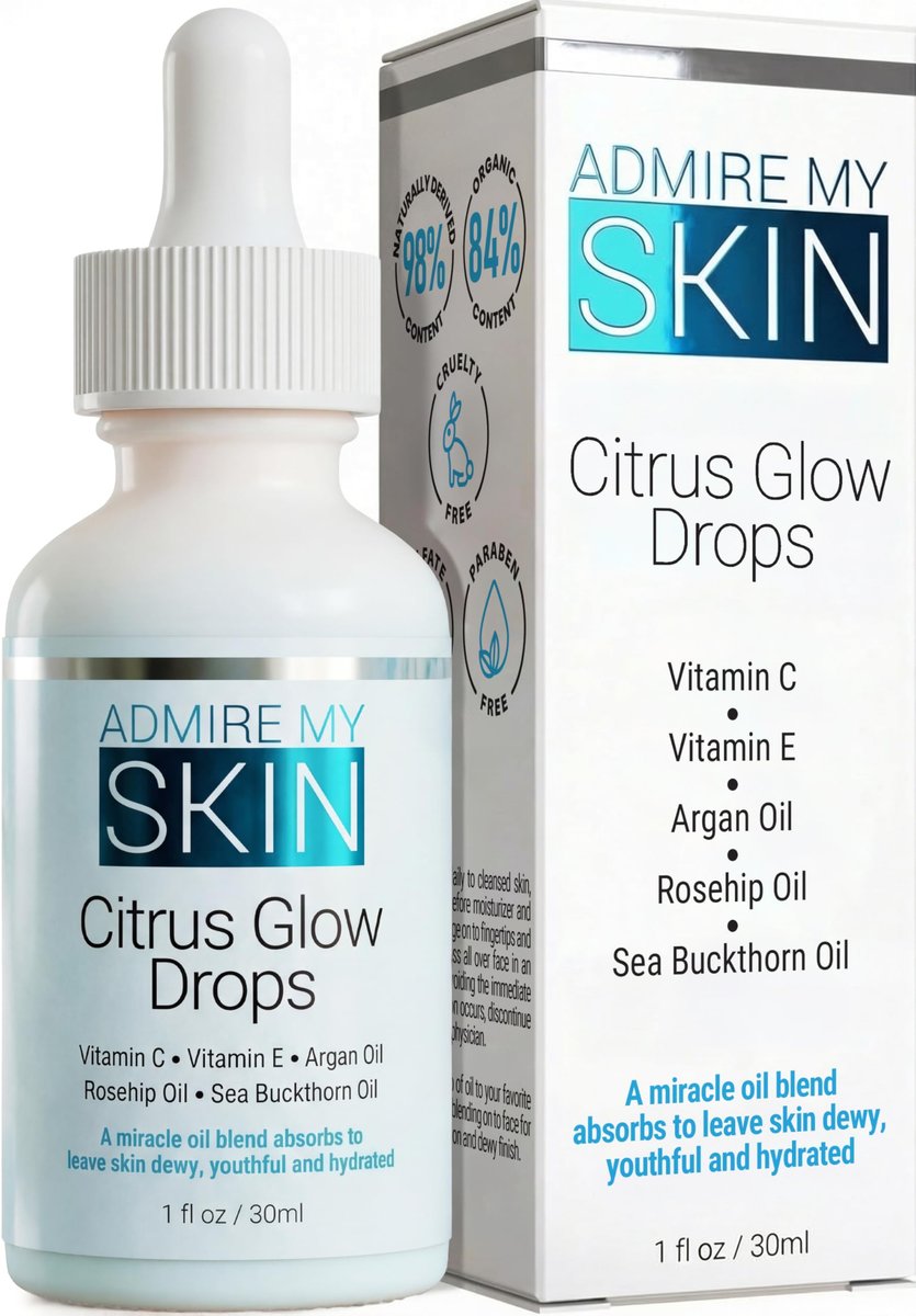 Admire My Skin Vitamin C Gua Sha Oil for Face - Organic Facial Oil with Argan & Rosehip Oils for Glowing, Dewy Skin - 1 oz Avelisse