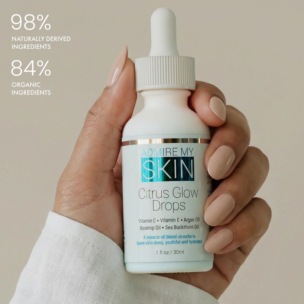 Admire My Skin Vitamin C Gua Sha Oil for Face - Organic Facial Oil with Argan & Rosehip Oils for Glowing, Dewy Skin - 1 oz Avelisse